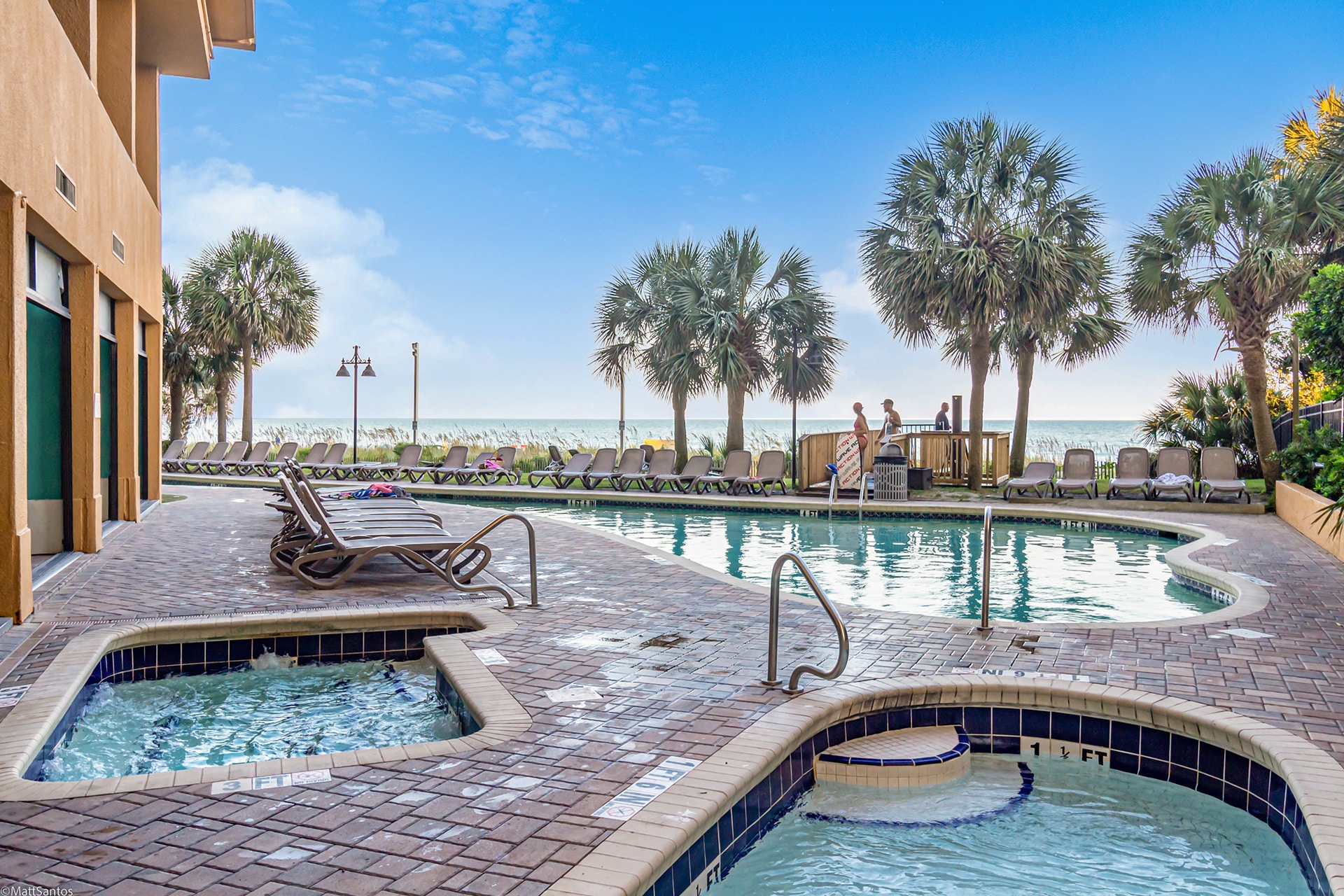Oceanfront pool and hot tubs at a Myrtle Beach resort